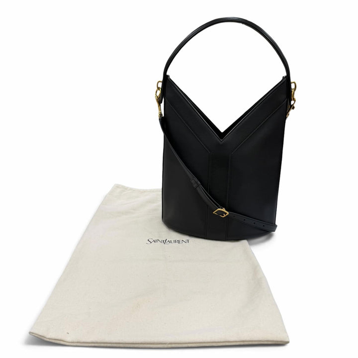 Excellent SAINT LAURENT Shoulder Bag Y-shaped top handle 2-way handbag leather