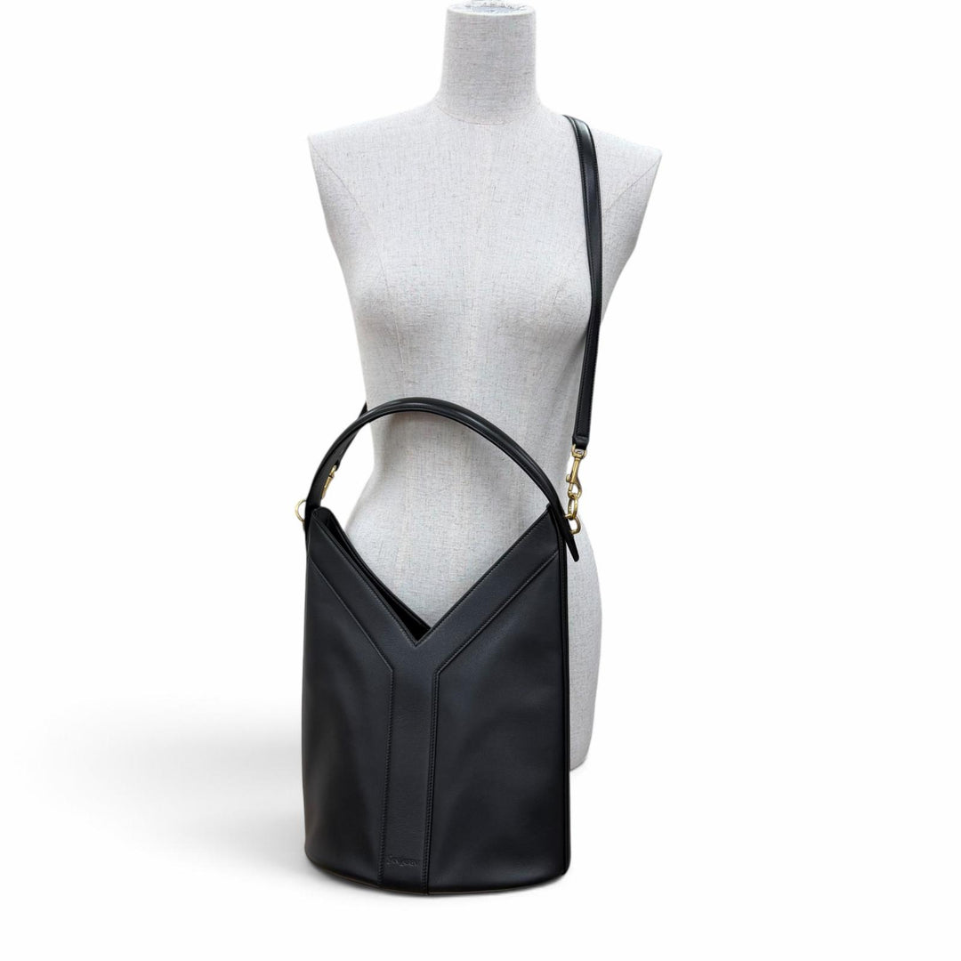 Excellent SAINT LAURENT Shoulder Bag Y-shaped top handle 2-way handbag leather