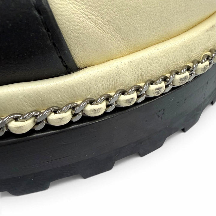 Excellent CHANEL short boots COCO Mark Eco Pearl Leather Ivory 35.5 G33188
