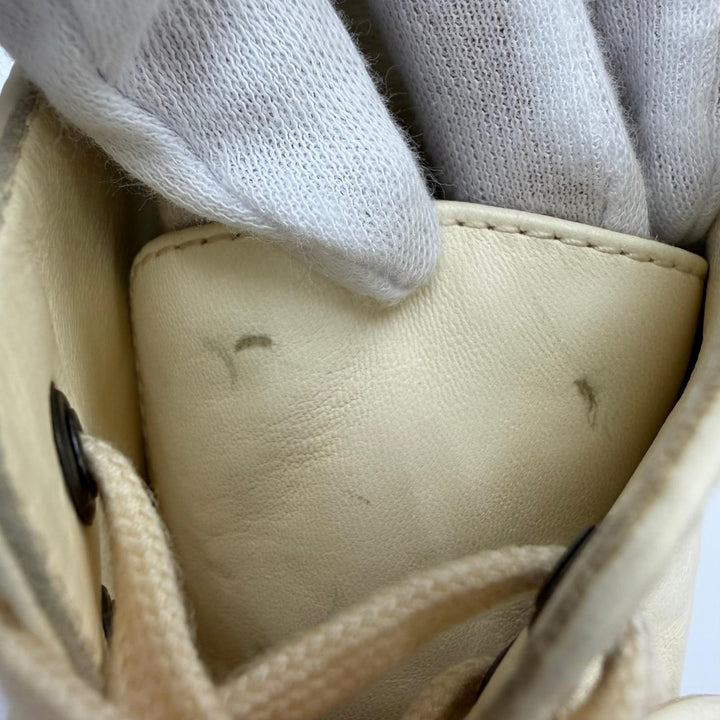 Excellent CHANEL short boots COCO Mark Eco Pearl Leather Ivory 35.5 G33188