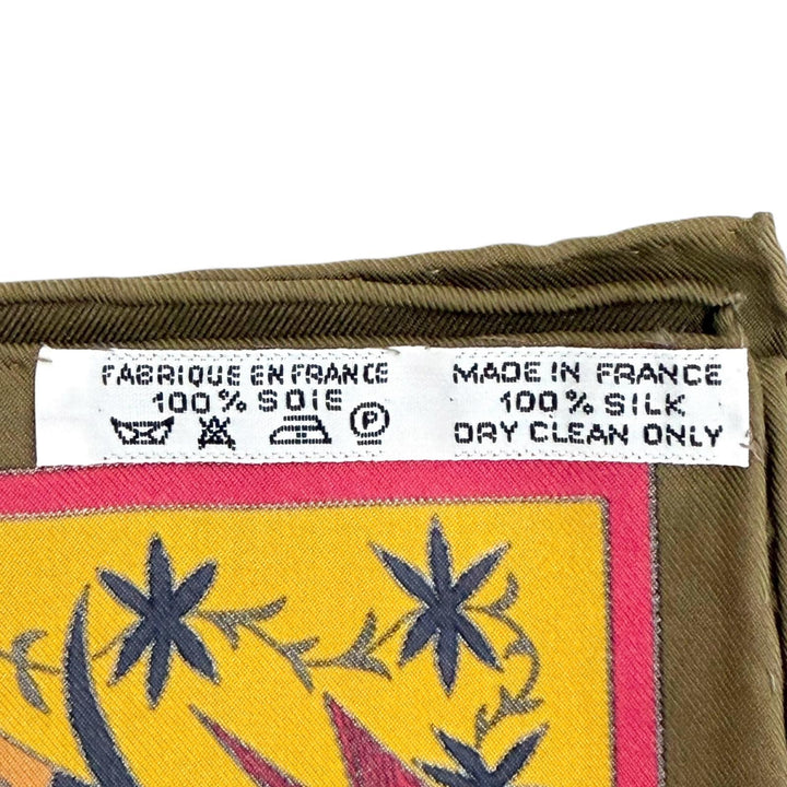 Excellent HERMES scarf Kachinas Kachinas Ethnicity Kale 90 Brown silk Women