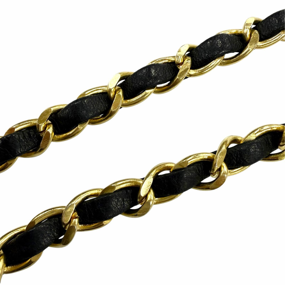 Very Good CHANEL belt COCO Mark Leather Chain Ribbon gold leather Women