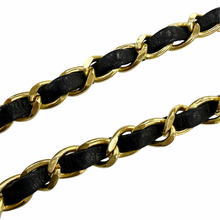 Very Good CHANEL belt COCO Mark Leather Chain Ribbon gold leather Women