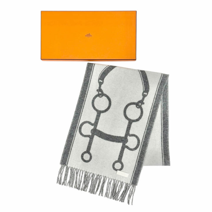 Excellent HERMES Scarf the mall Fringe Scarf Stole Shawl cashmere Women H259157S
