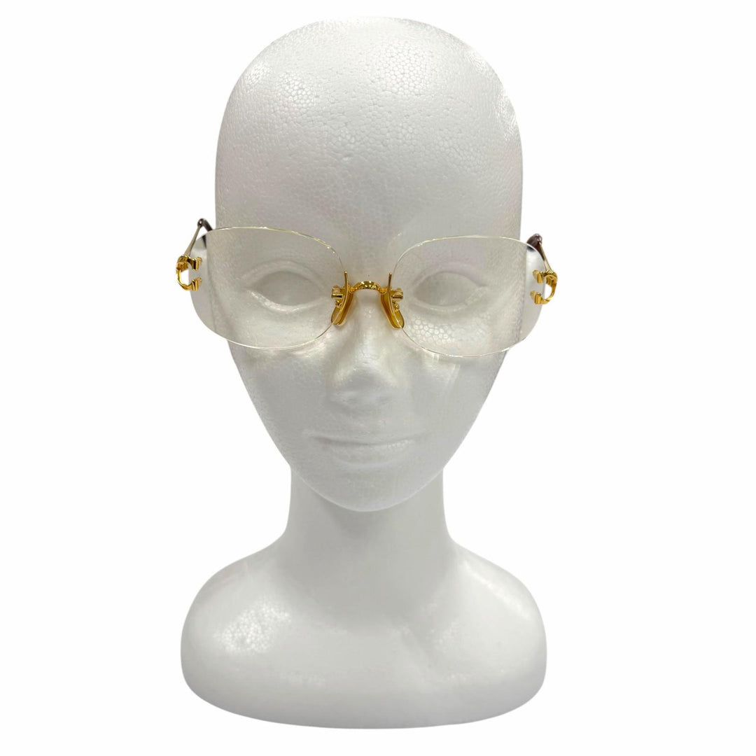 Great Cartier Glasses Two-point rimless glasses with metal logo. gold mens