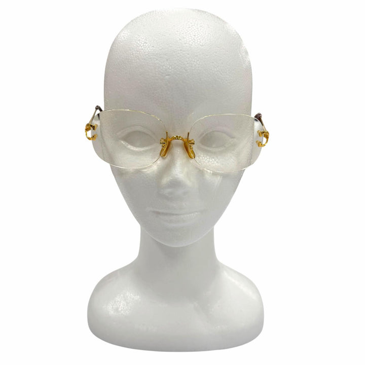 Great Cartier Glasses Two-point rimless glasses with metal logo. gold mens