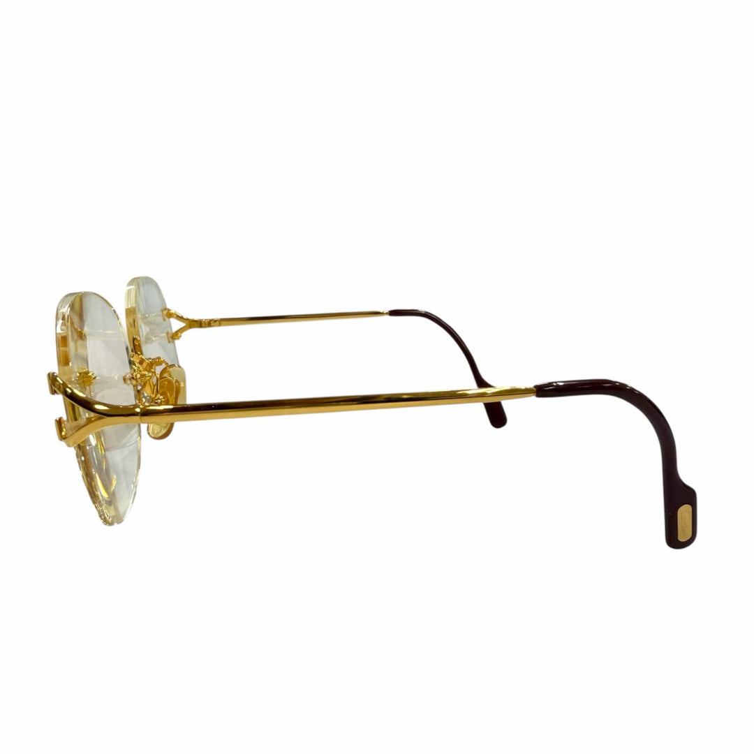 Great Cartier Glasses Two-point rimless glasses with metal logo. gold mens