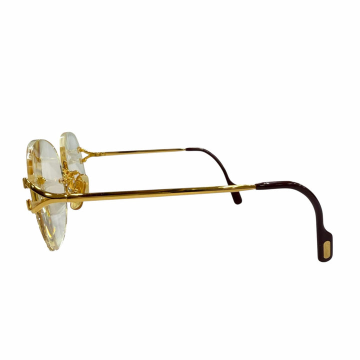Great Cartier Glasses Two-point rimless glasses with metal logo. gold mens