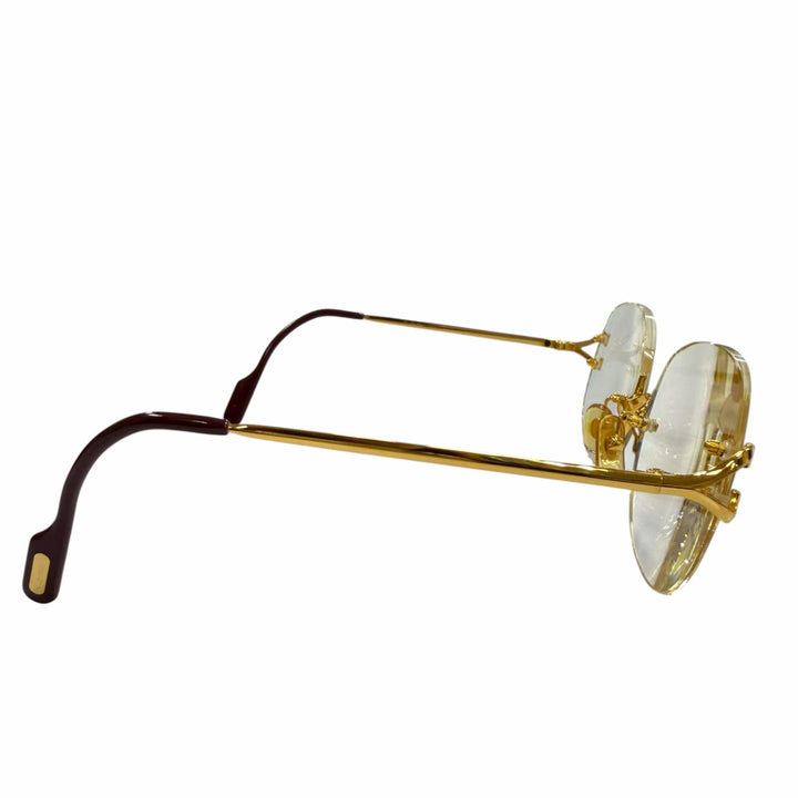 Great Cartier Glasses Two-point rimless glasses with metal logo. gold mens