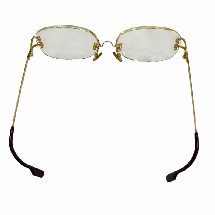 Great Cartier Glasses Two-point rimless glasses with metal logo. gold mens