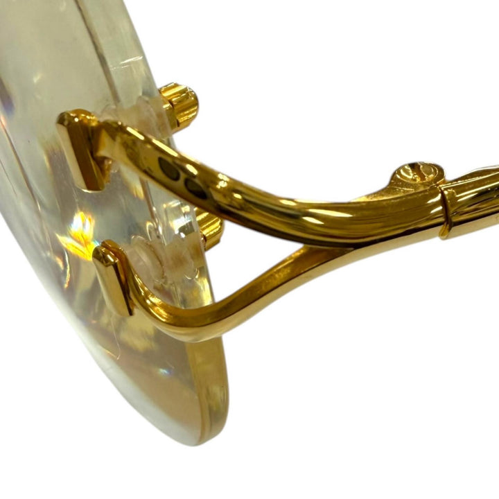 Great Cartier Glasses Two-point rimless glasses with metal logo. gold mens