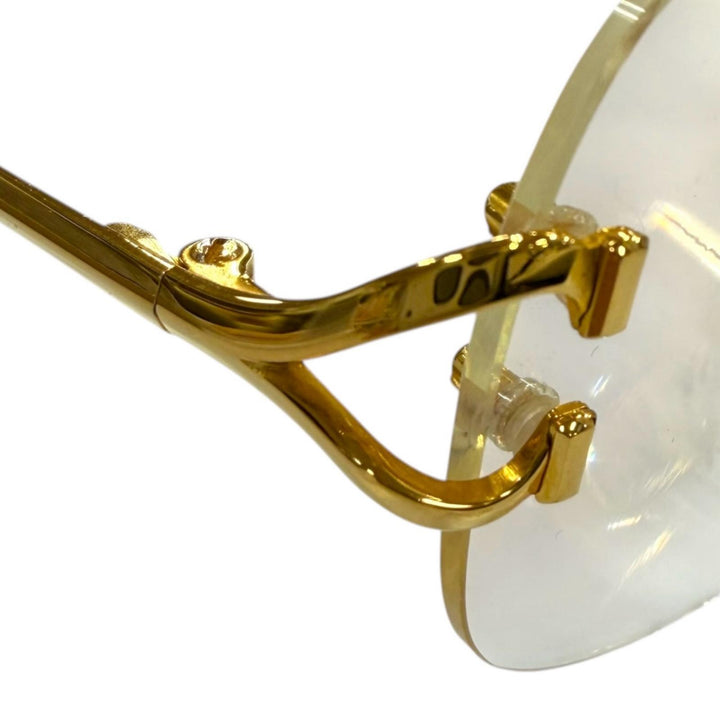 Great Cartier Glasses Two-point rimless glasses with metal logo. gold mens