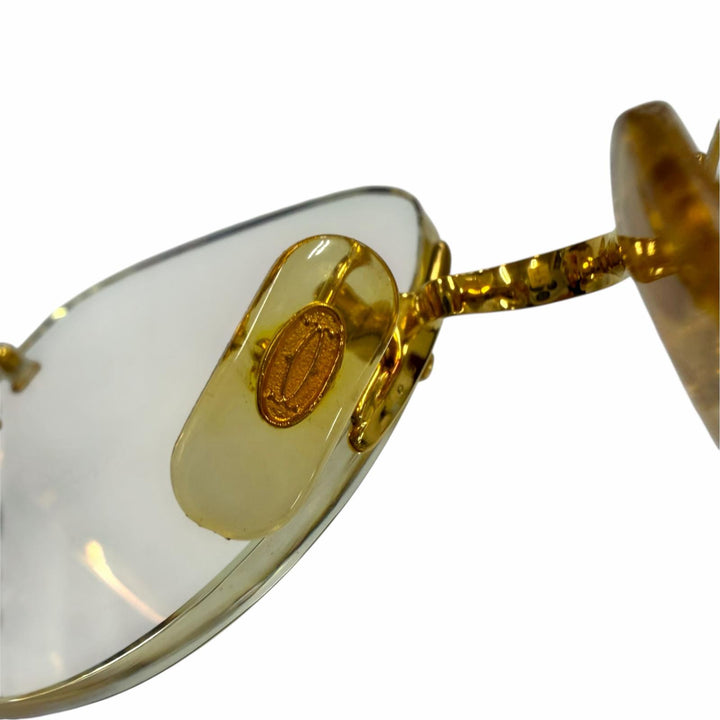Great Cartier Glasses Two-point rimless glasses with metal logo. gold mens