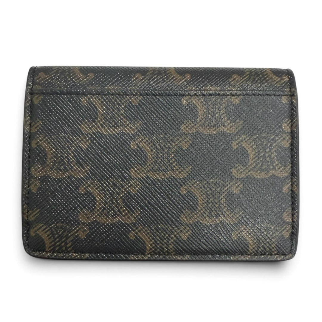 Excellent CELINE Card Case Triomphe Tan leather mens 10N062DB7