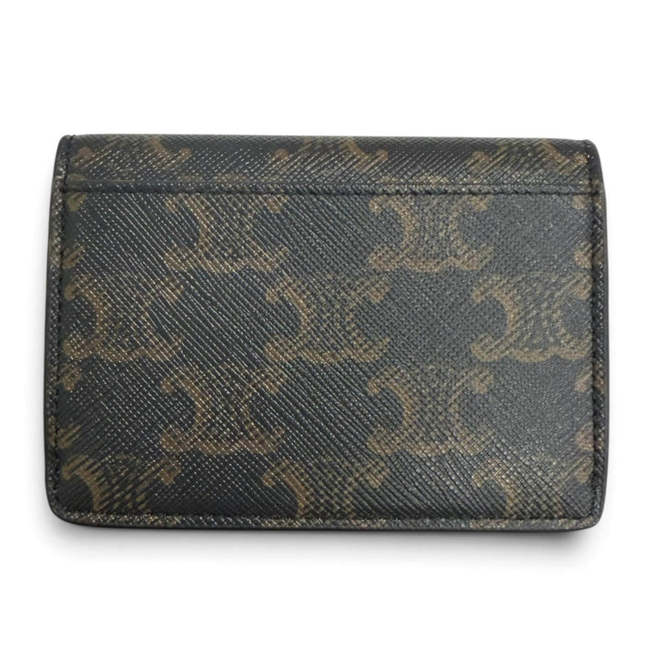 Excellent CELINE Card Case Triomphe Tan leather mens 10N062DB7