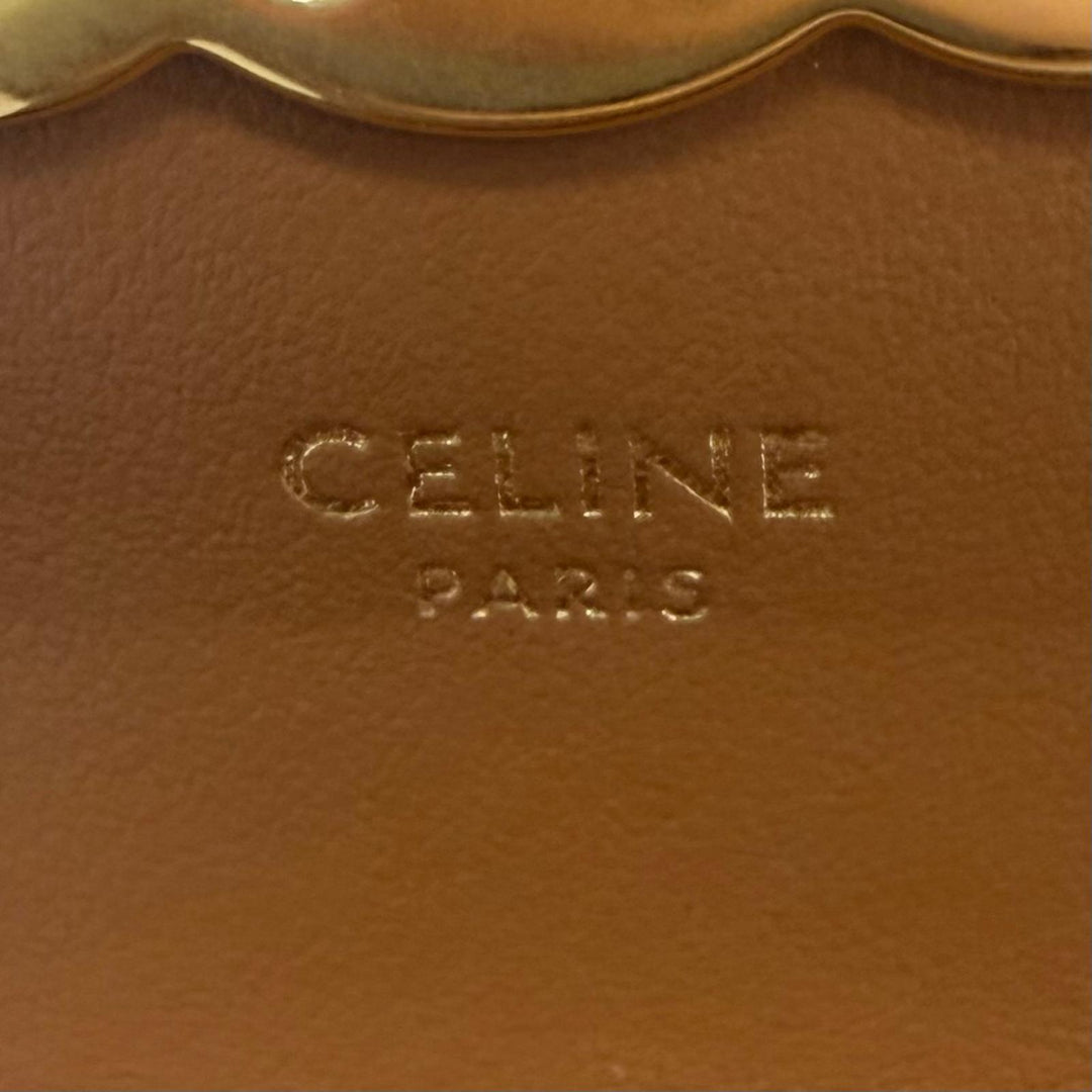 Excellent CELINE Card Case Triomphe Tan leather mens 10N062DB7