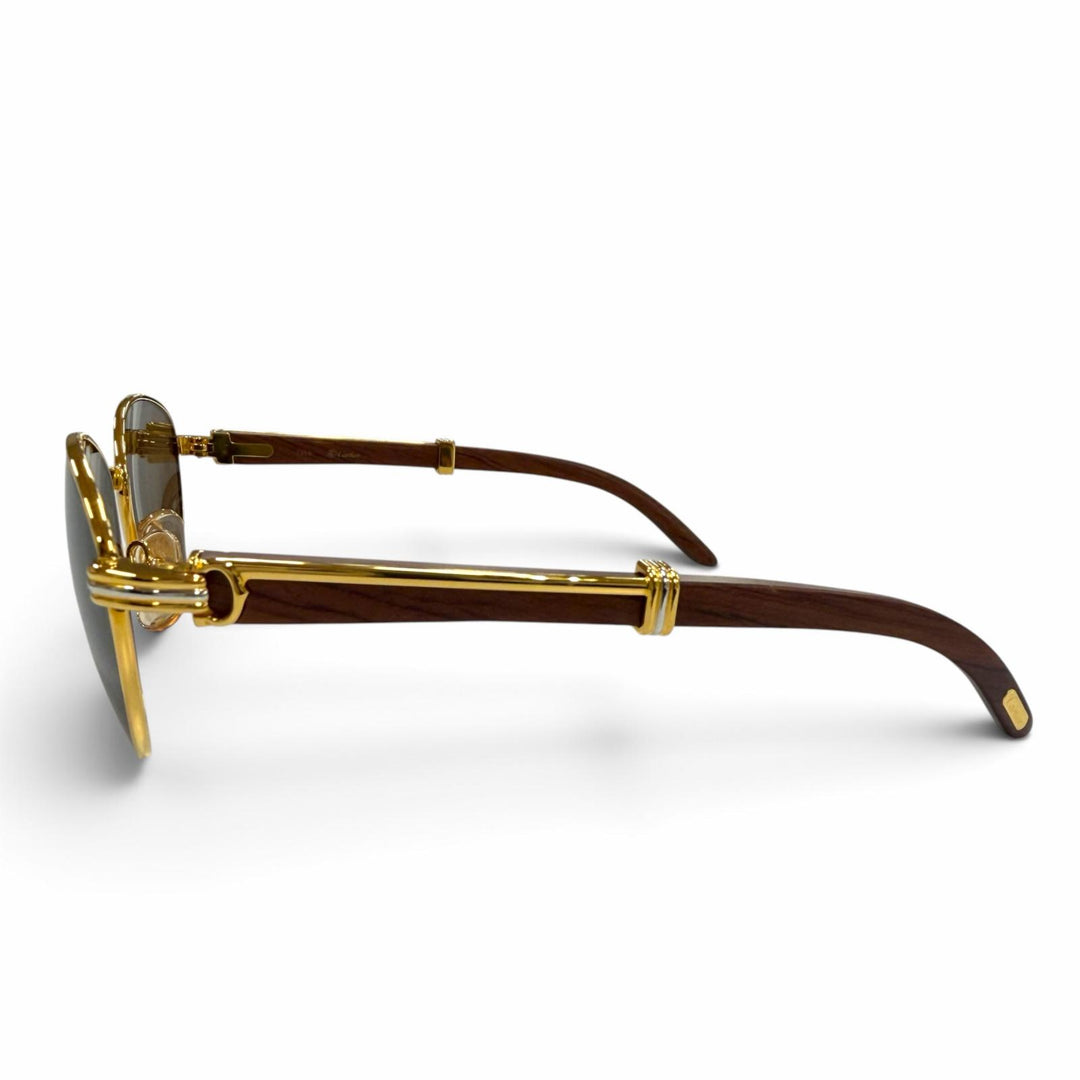 Excellent Cartier sunglasses 2C Decor Trinity Eyewear with Metal Logo gold Wood
