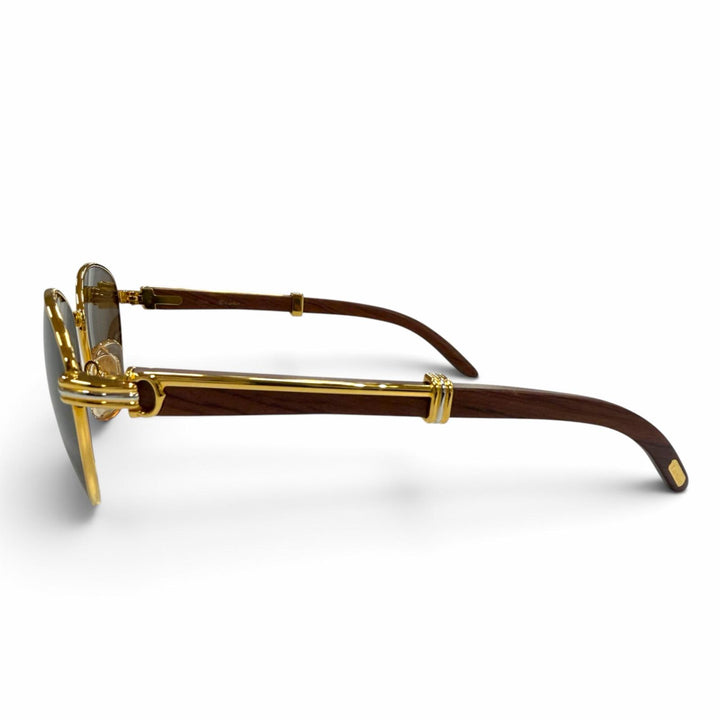 Excellent Cartier sunglasses 2C Decor Trinity Eyewear with Metal Logo gold Wood