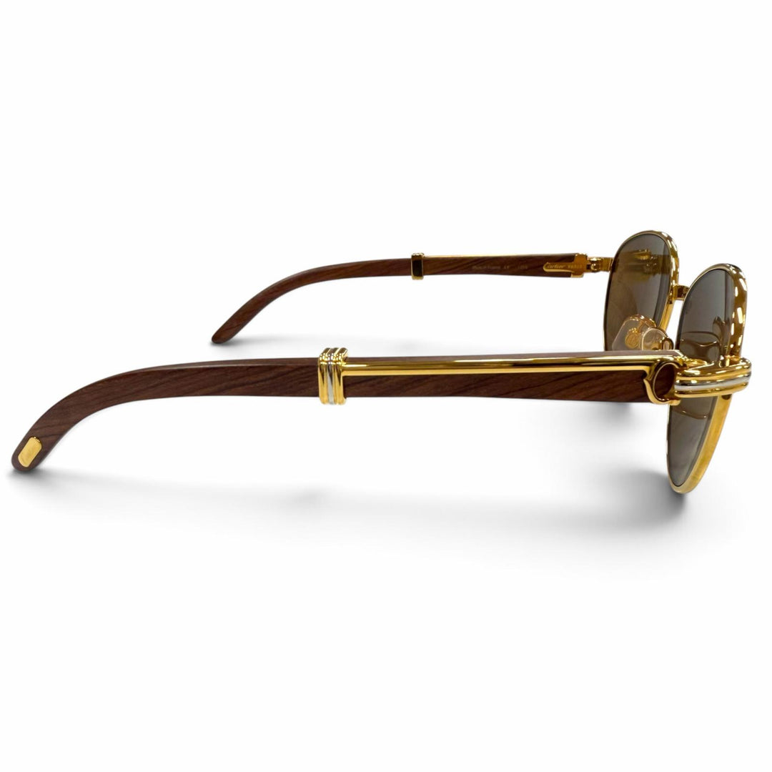 Excellent Cartier sunglasses 2C Decor Trinity Eyewear with Metal Logo gold Wood