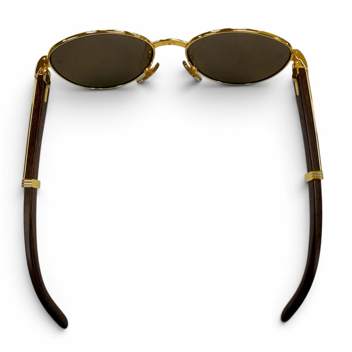 Excellent Cartier sunglasses 2C Decor Trinity Eyewear with Metal Logo gold Wood