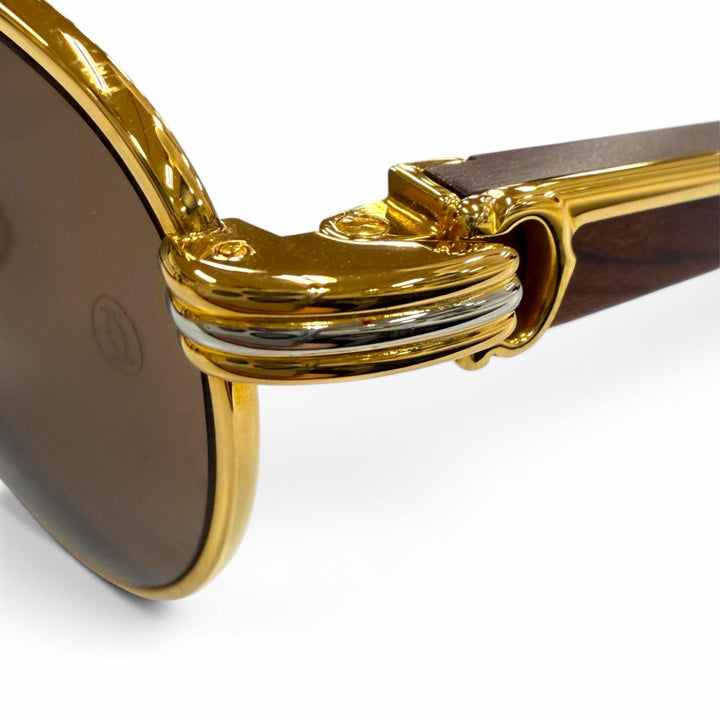 Excellent Cartier sunglasses 2C Decor Trinity Eyewear with Metal Logo gold Wood