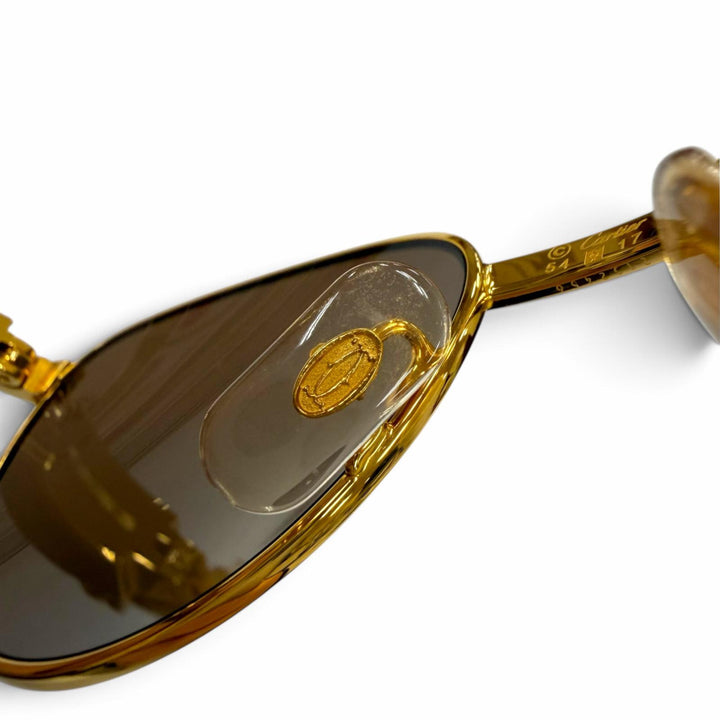 Excellent Cartier sunglasses 2C Decor Trinity Eyewear with Metal Logo gold Wood