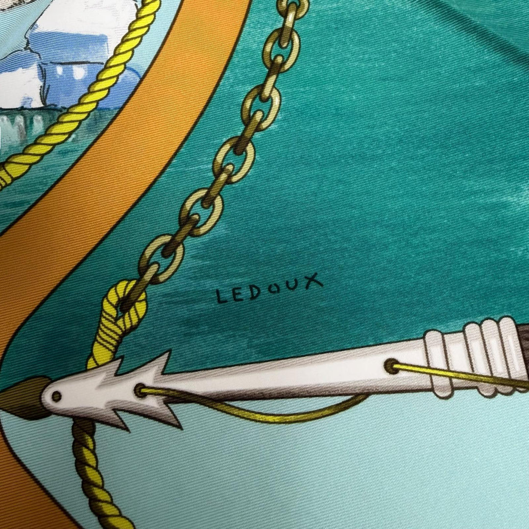 Excellent HERMES scarf GRONLAND Greenland Yellow silk Women
