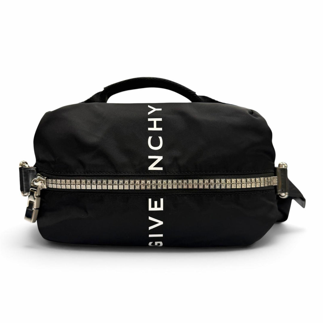 Excellent GIVENCHY Sling bag Logo 4G Zip black Nylon mens BKU038K1JE
