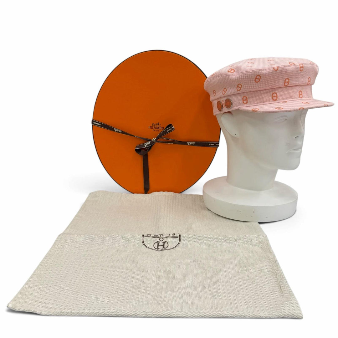 Pristine HERMES Casquette Vauban Toile H Chaine d'Ancre Sellier cotton 59