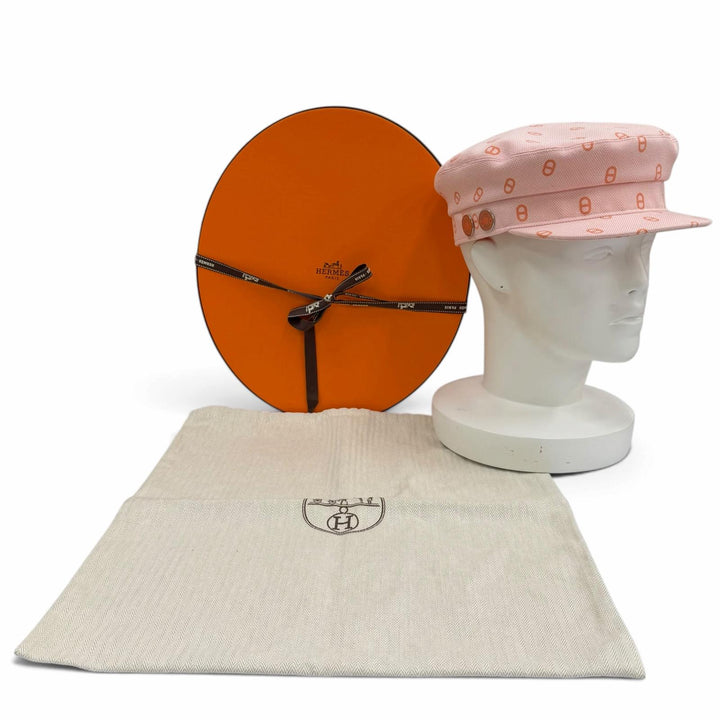 Pristine HERMES Casquette Vauban Toile H Chaine d'Ancre Sellier cotton 59