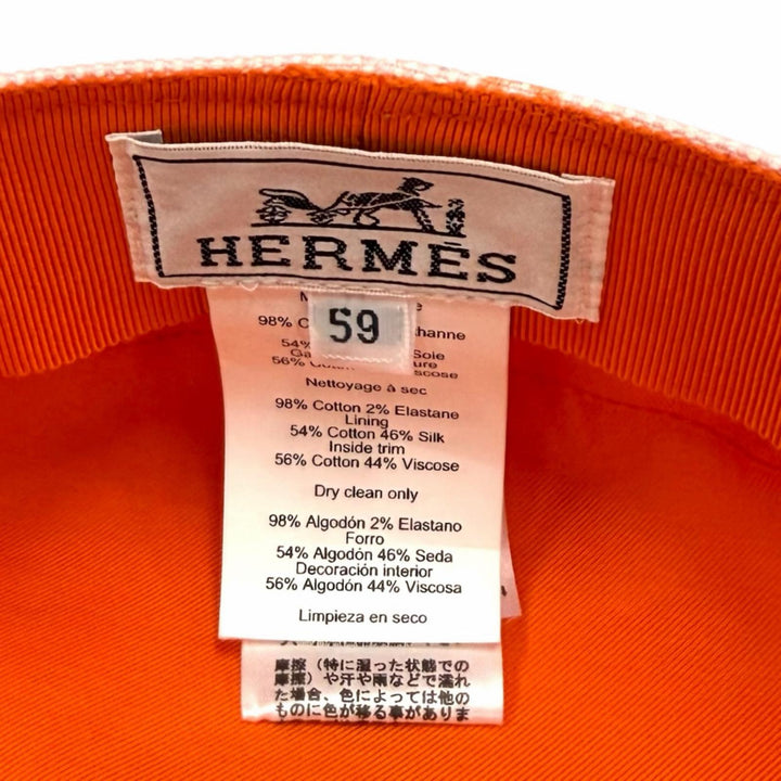 Pristine HERMES Casquette Vauban Toile H Chaine d'Ancre Sellier cotton 59