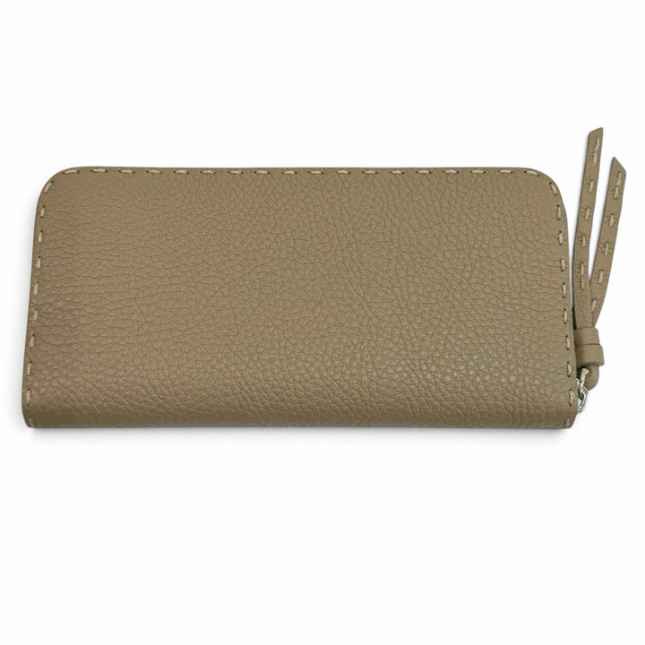 Pristine FENDI Purse Logo Metal Selleria Peekaboo Zip-Around Leather 8M0517