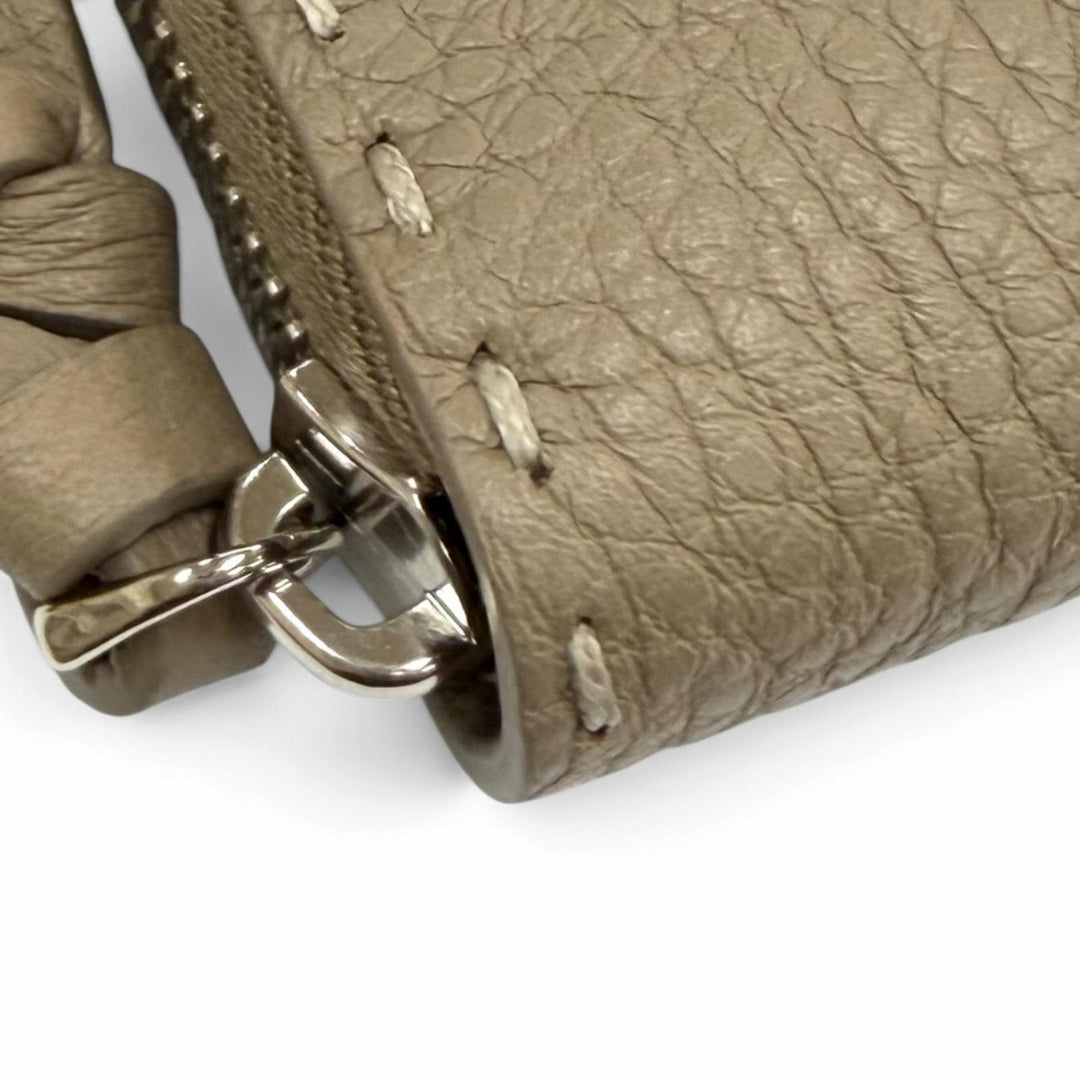 Pristine FENDI Purse Logo Metal Selleria Peekaboo Zip-Around Leather 8M0517