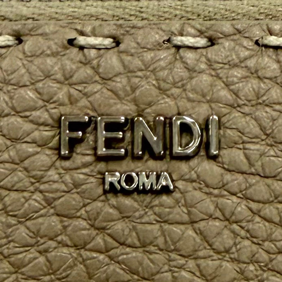 Pristine FENDI Purse Logo Metal Selleria Peekaboo Zip-Around Leather 8M0517