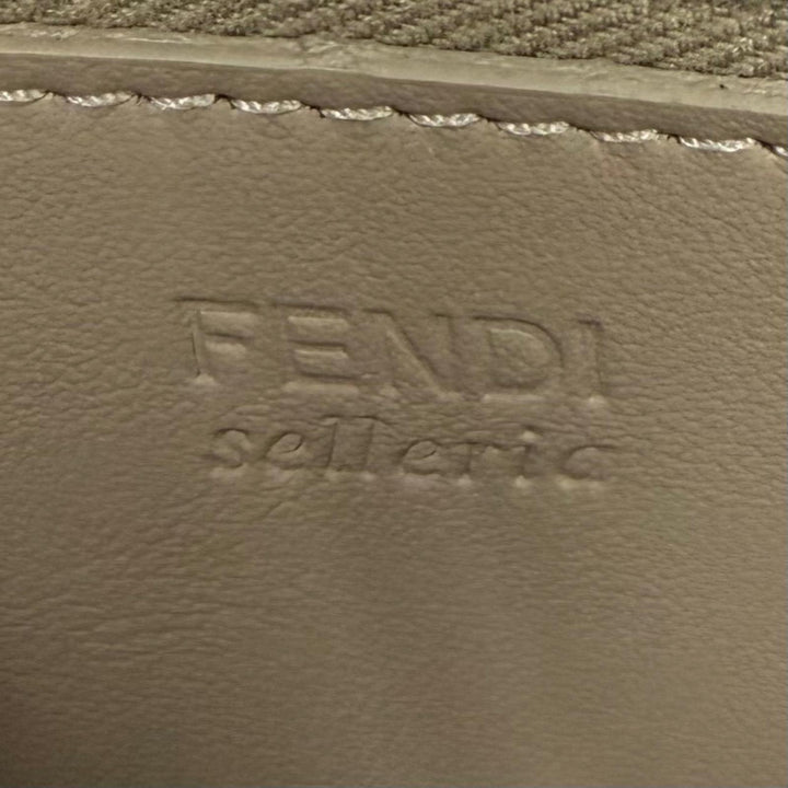 Pristine FENDI Purse Logo Metal Selleria Peekaboo Zip-Around Leather 8M0517