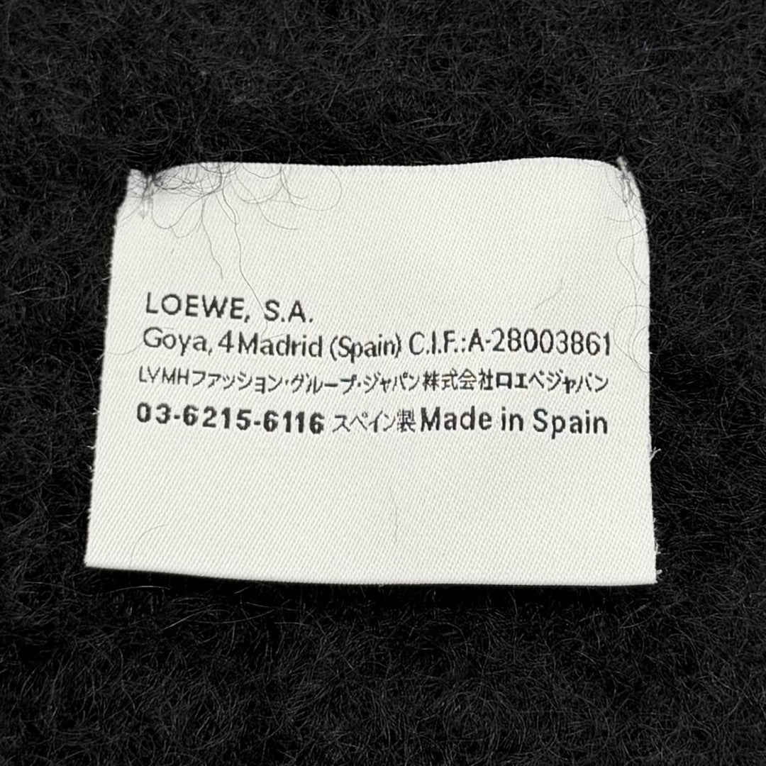 Great LOEWE Scarf Leather anagram patch with fringe black mohair Women