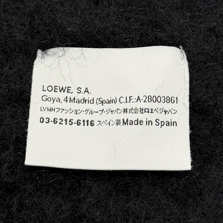 Great LOEWE Scarf Leather anagram patch with fringe black mohair Women