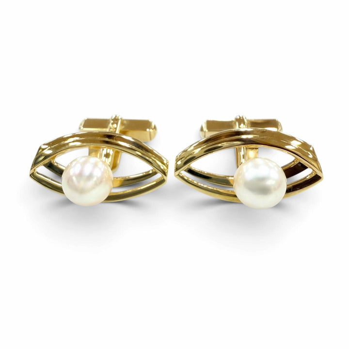 Excellent MIKIMOTO Cufflinks cufflinks Diameter7mm Yellow Gold K14 Women 585
