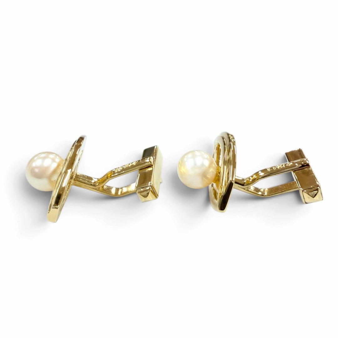Excellent MIKIMOTO Cufflinks cufflinks Diameter7mm Yellow Gold K14 Women 585