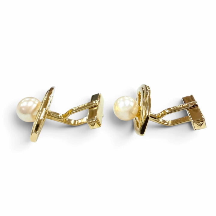 Excellent MIKIMOTO Cufflinks cufflinks Diameter7mm Yellow Gold K14 Women 585