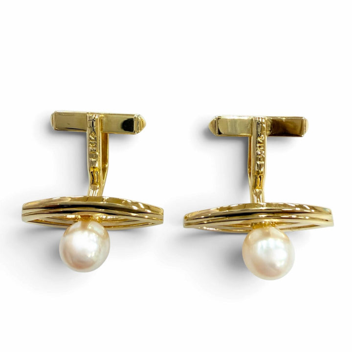 Excellent MIKIMOTO Cufflinks cufflinks Diameter7mm Yellow Gold K14 Women 585