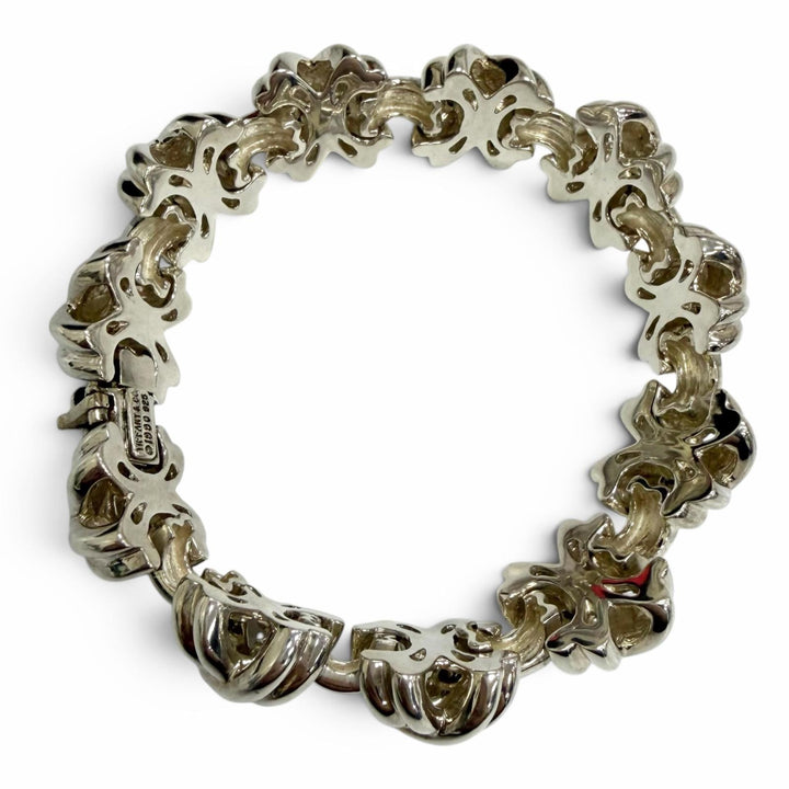 Great TIFFANY&Co. bracelet Signature Link X motif Silver SV925 mens