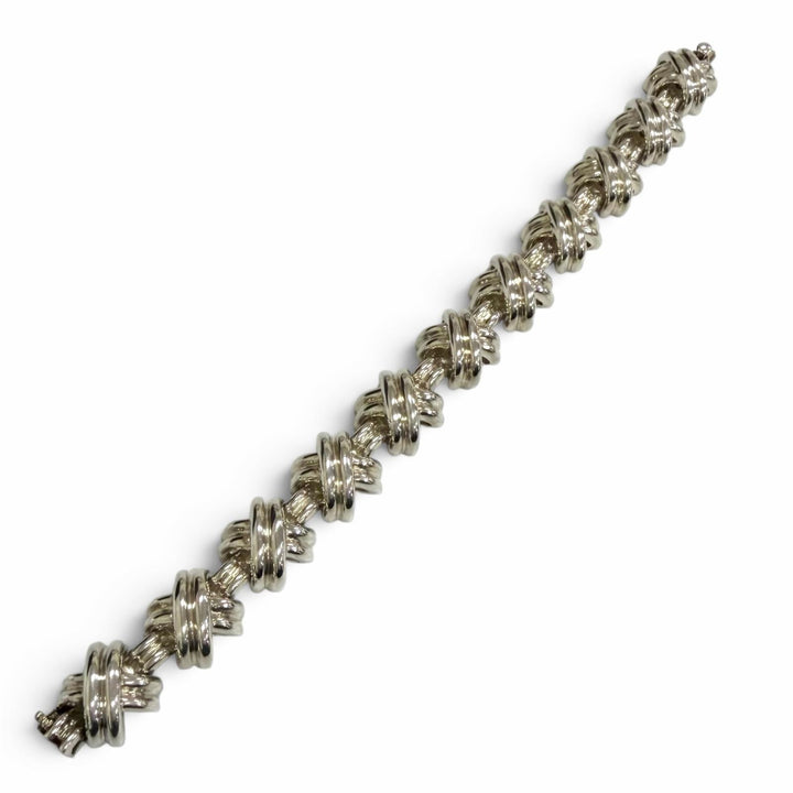 Great TIFFANY&Co. bracelet Signature Link X motif Silver SV925 mens