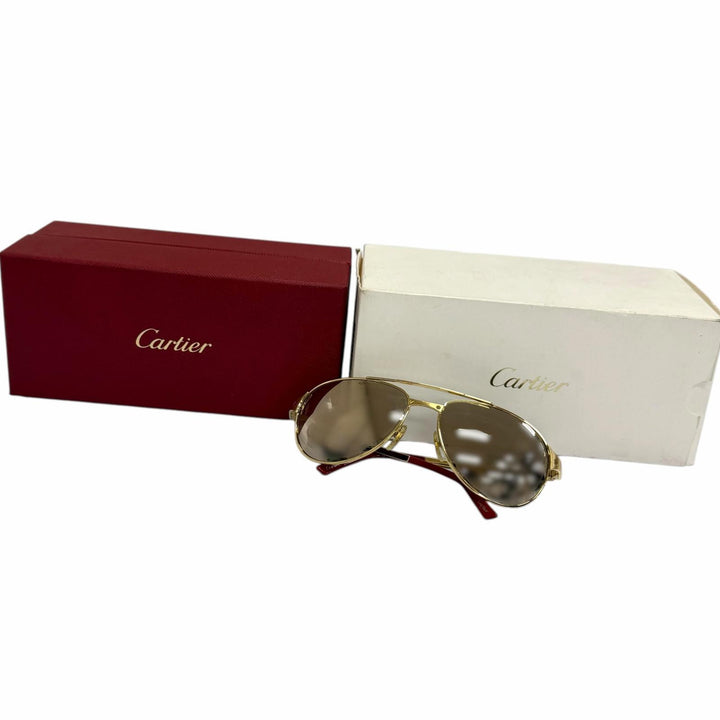 Great Cartier sunglasses SANTOS-DUMONT Mirror lens double bridge gold