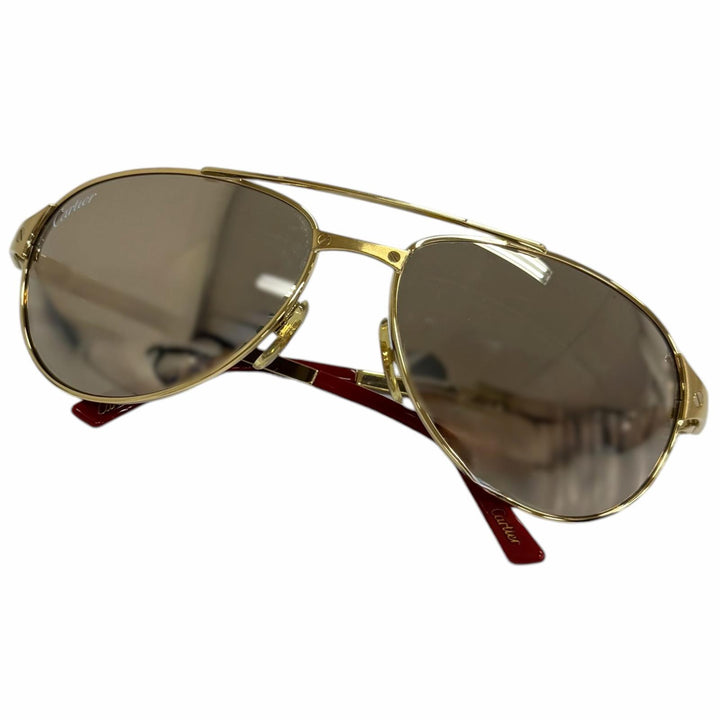 Great Cartier sunglasses SANTOS-DUMONT Mirror lens double bridge gold