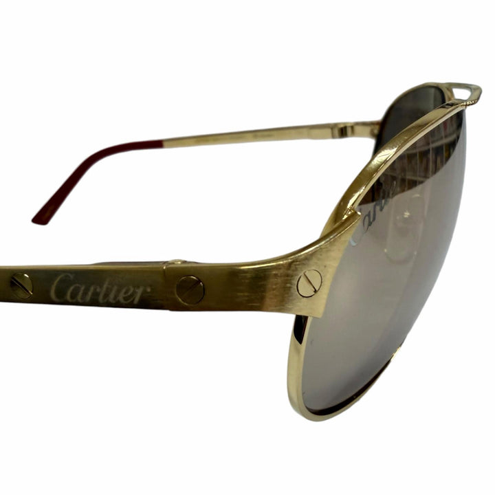 Great Cartier sunglasses SANTOS-DUMONT Mirror lens double bridge gold