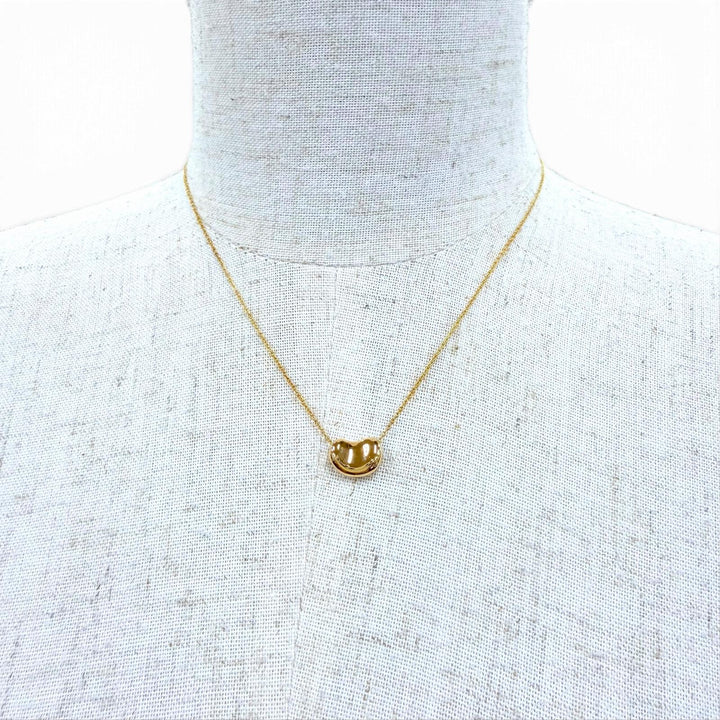 Excellent TIFFANY&Co. Necklace Bean Design Pendant Yellow Gold 18K Women