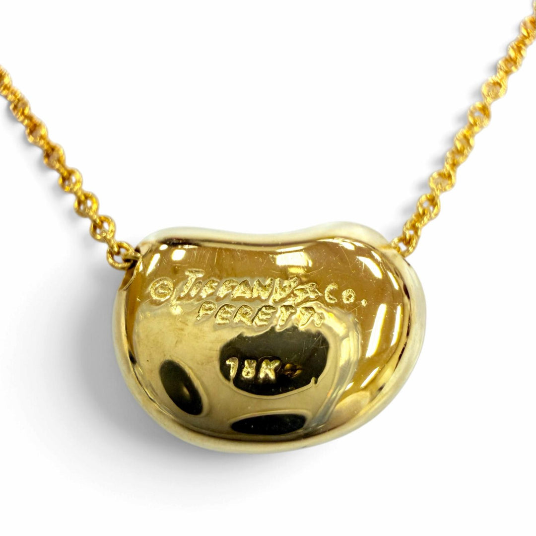 Excellent TIFFANY&Co. Necklace Bean Design Pendant Yellow Gold 18K Women