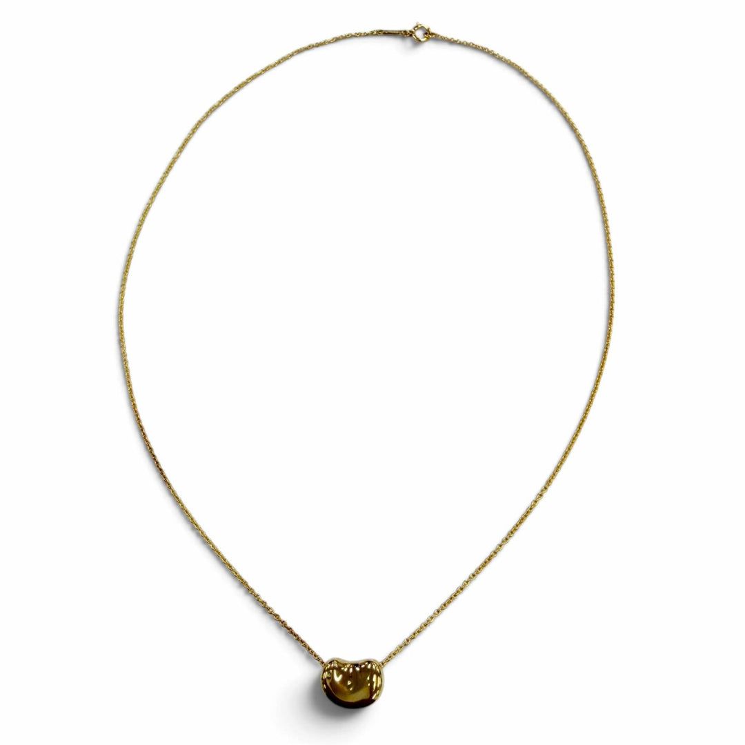 Excellent TIFFANY&Co. Necklace Bean Design Pendant Yellow Gold 18K Women