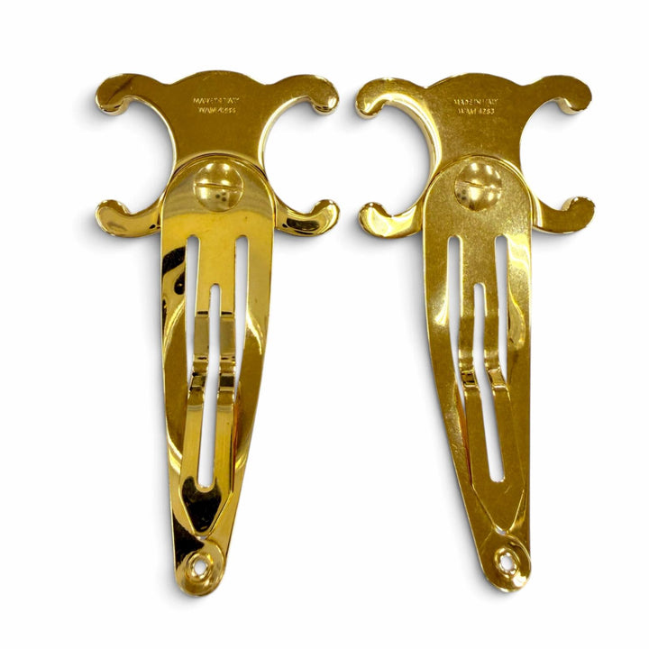 Great CELINE hair accessory Set of 2 snap hair clips Triomphe gold metal Women